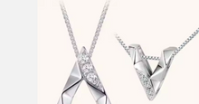 Load image into Gallery viewer, 18k White gold V necklace with diamond SUPER SALE!!
