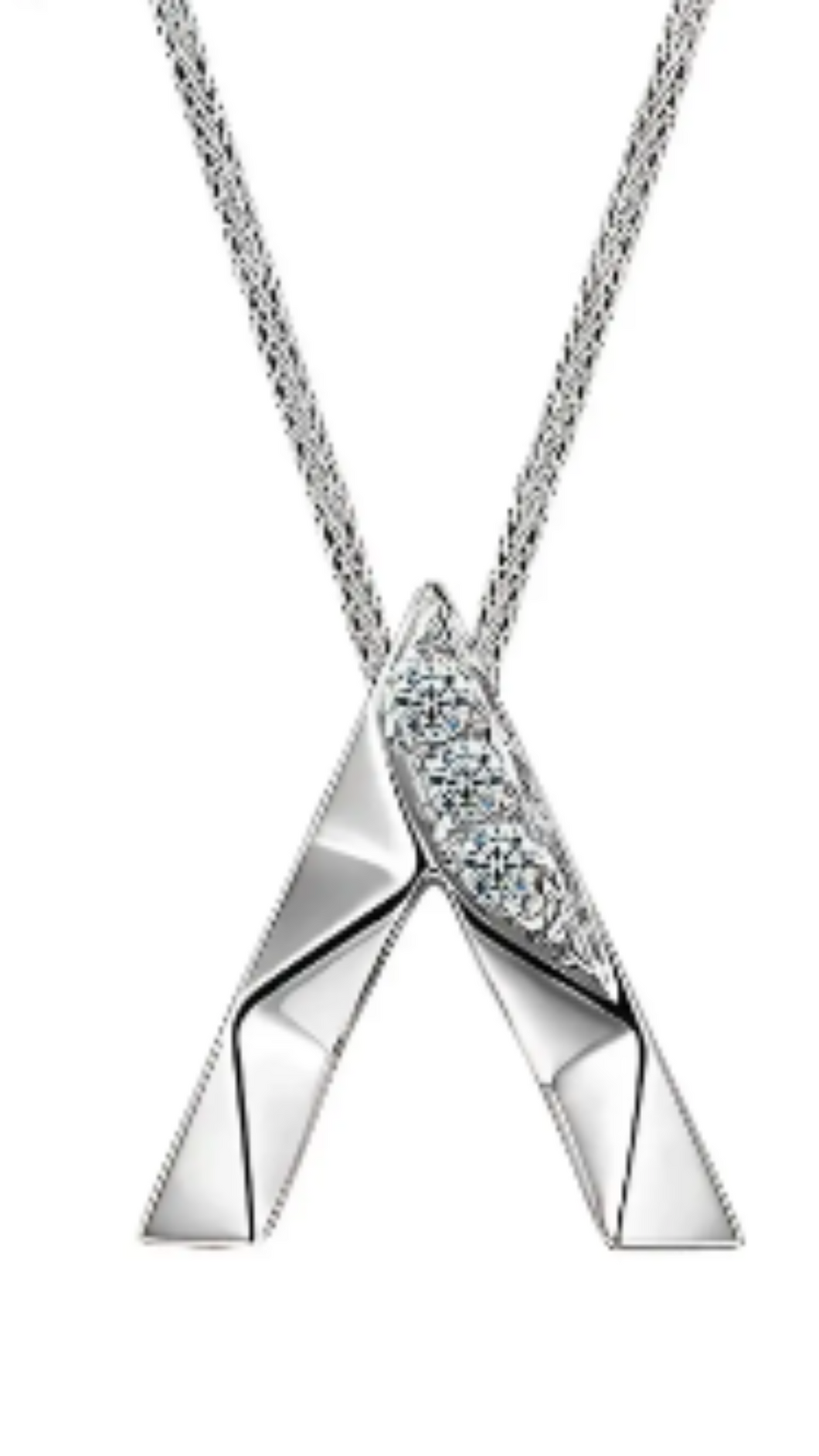 18k White gold V necklace with diamond SUPER SALE!!