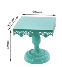 Load image into Gallery viewer, Turquoise Metal Cake Stand Square
