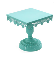 Load image into Gallery viewer, Turquoise Metal Cake Stand Square
