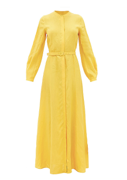 Yellow maxi dress  Lantern sleeves  with belt